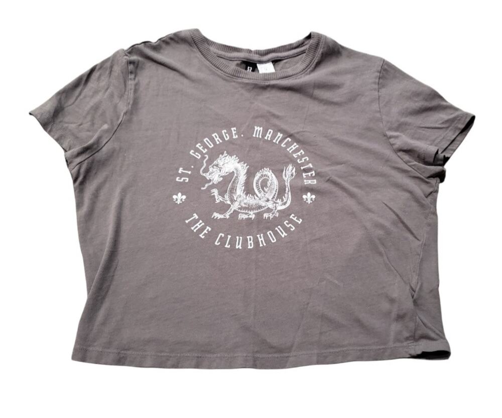 Divided H & M Gray St. George Manchester Clubhouse Dragon Short Sleeve Crop Top